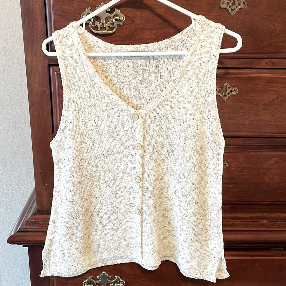 Paper Crane Faux Button Sleeveless Top